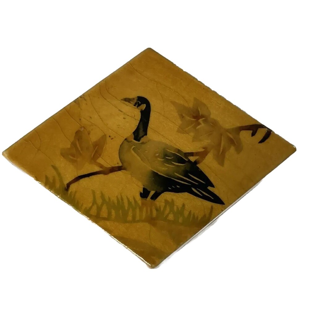 Vintage 1960's Box Lacquered Intarsia Rhomboid Bird